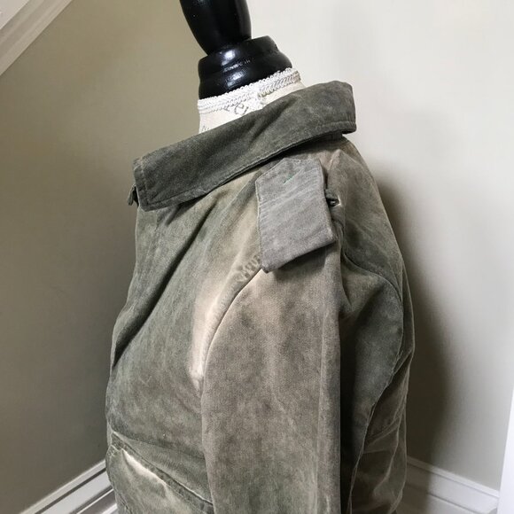 Golden Goose Utility Jacket Womens XS Green Button Zip Moto Biker GGDB Distress - Picture 11 of 13